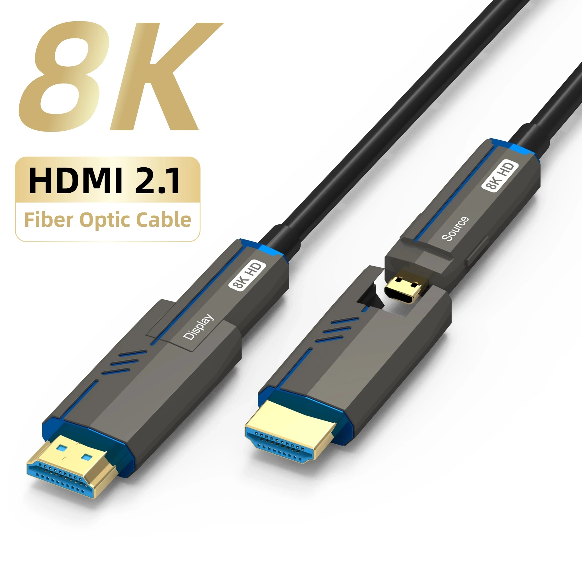 8K HDMI 2.1 Fiber Optic Cable Ultra Thin Flexible In-Wall Wiring 48Gbps 8K@60Hz 4K@120Hz HDR eARC HDCP2.3 Long Distance TV Wire
