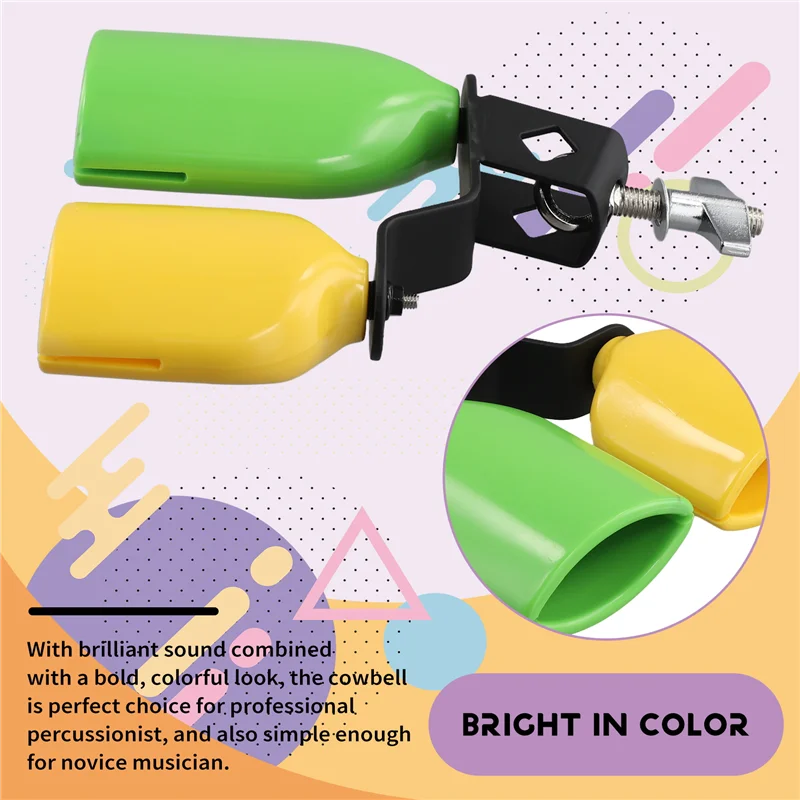 

AA88 Double Cowbell Bell Music Drum Cowbell High Low Sound Knocker Drum Percussion Instrument Part Accessories