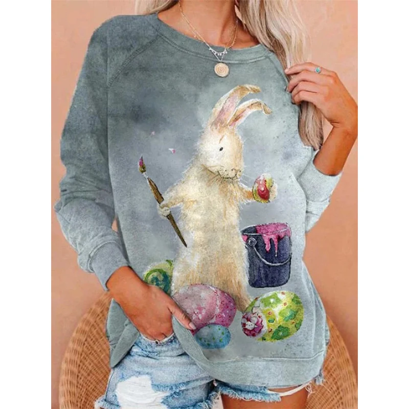 Cute Rabbit Sea Turtles Sweatshirts Animal 3D Print Women Casual Long Sleeve Hoodies Y2k Streetwear Pullover Top Female Clothing