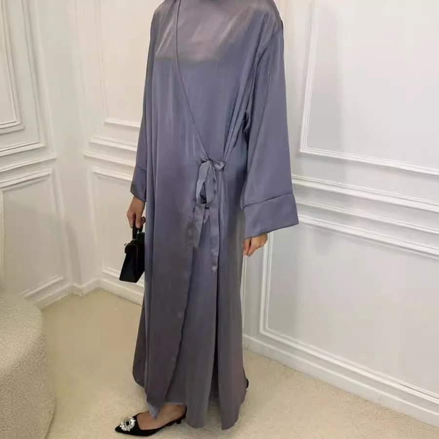 Satin Morocco Dress elegant Women Muslim Abaya  luxury Dubai Turkey Islam Kaftan Robe Longue Musulmane Vestidos Ramadan