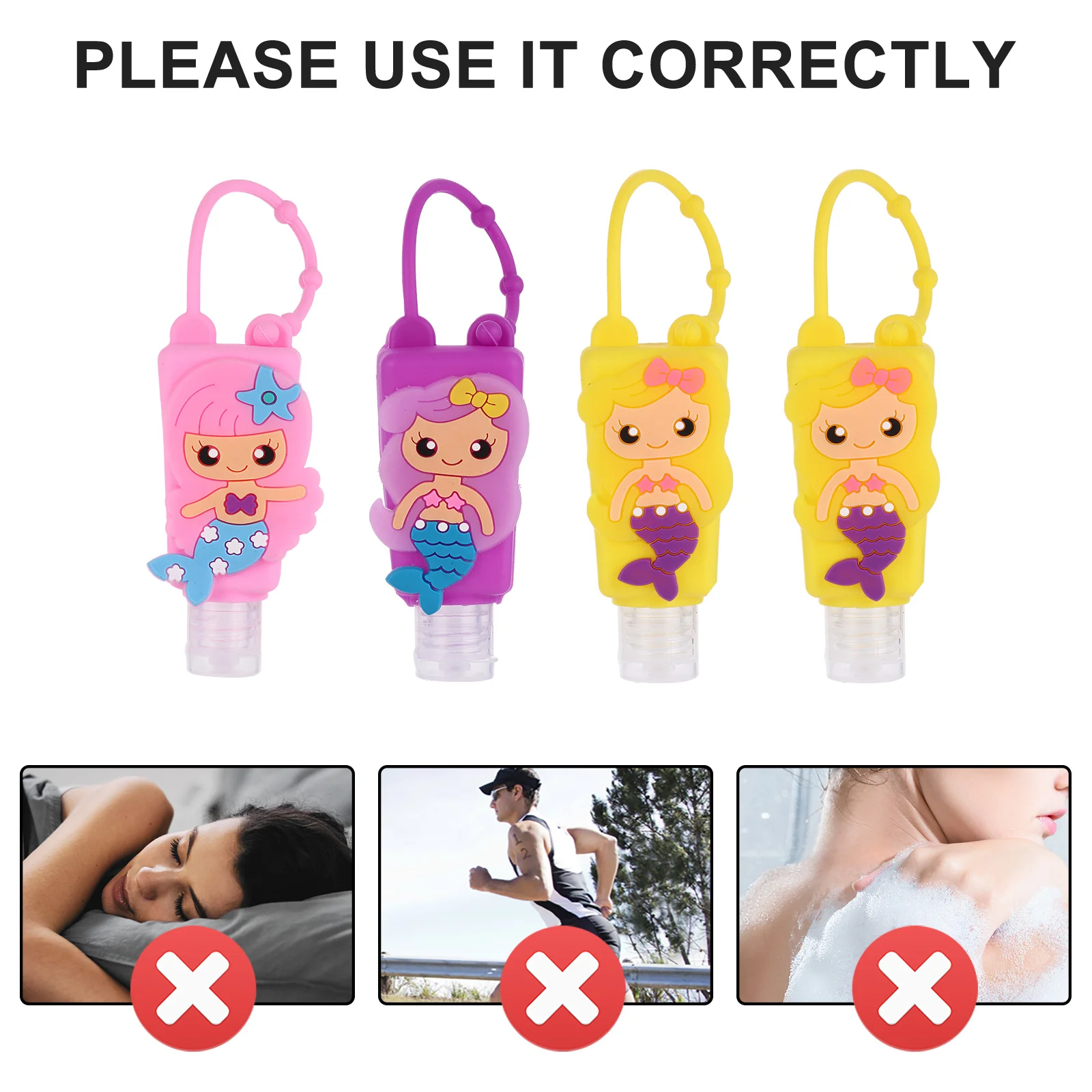 4 ensembles de bouteilles à main en Silicone, motif de dessin animé, récipient Portable anti-fuite rechargeable pour bouteille de crème Durable