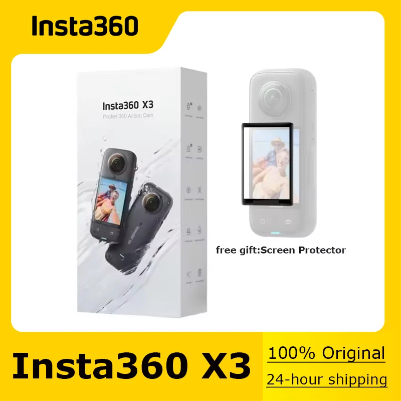 

Insta360 X3 360 Degree Waterproof Action Camera, 5.7K 360, Stabilization, Touch Screen, AI Editing, Live Streaming, Webcam