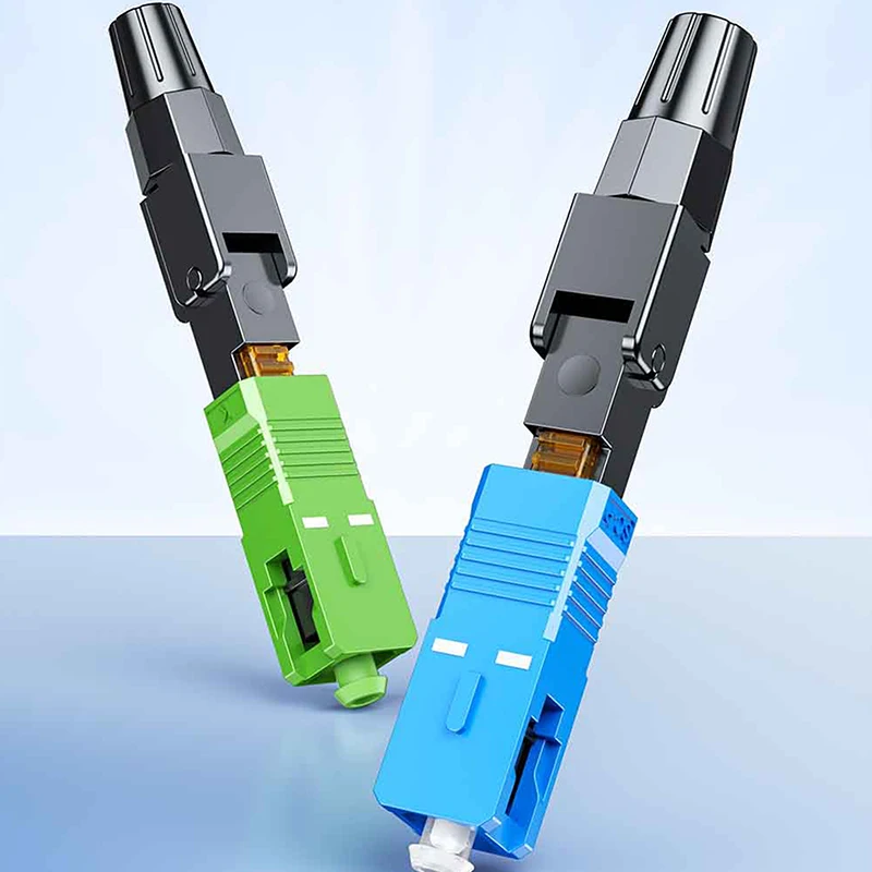 10Pcs SC UPC/APC Fiber Optic Quick Connector FTTH Single Mode Fast Field Assembly Reusable Optical Cold Connection Adapter