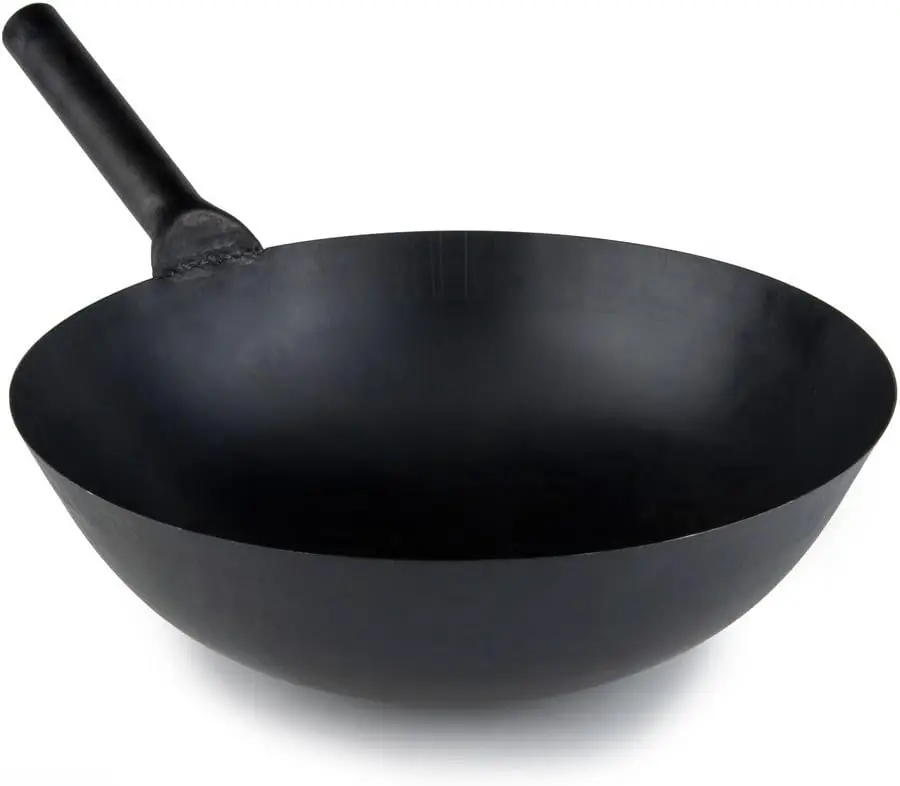

16-дюймовая стальная сковорода-вок для азиатской кухни, прочная сковорода ресторанного класса