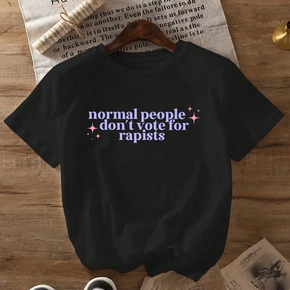 1 T-Shirt With A Liberal Activist Pattern Short Sleeved Round Neck Casual Top Summer And Spring Womens Clothing
