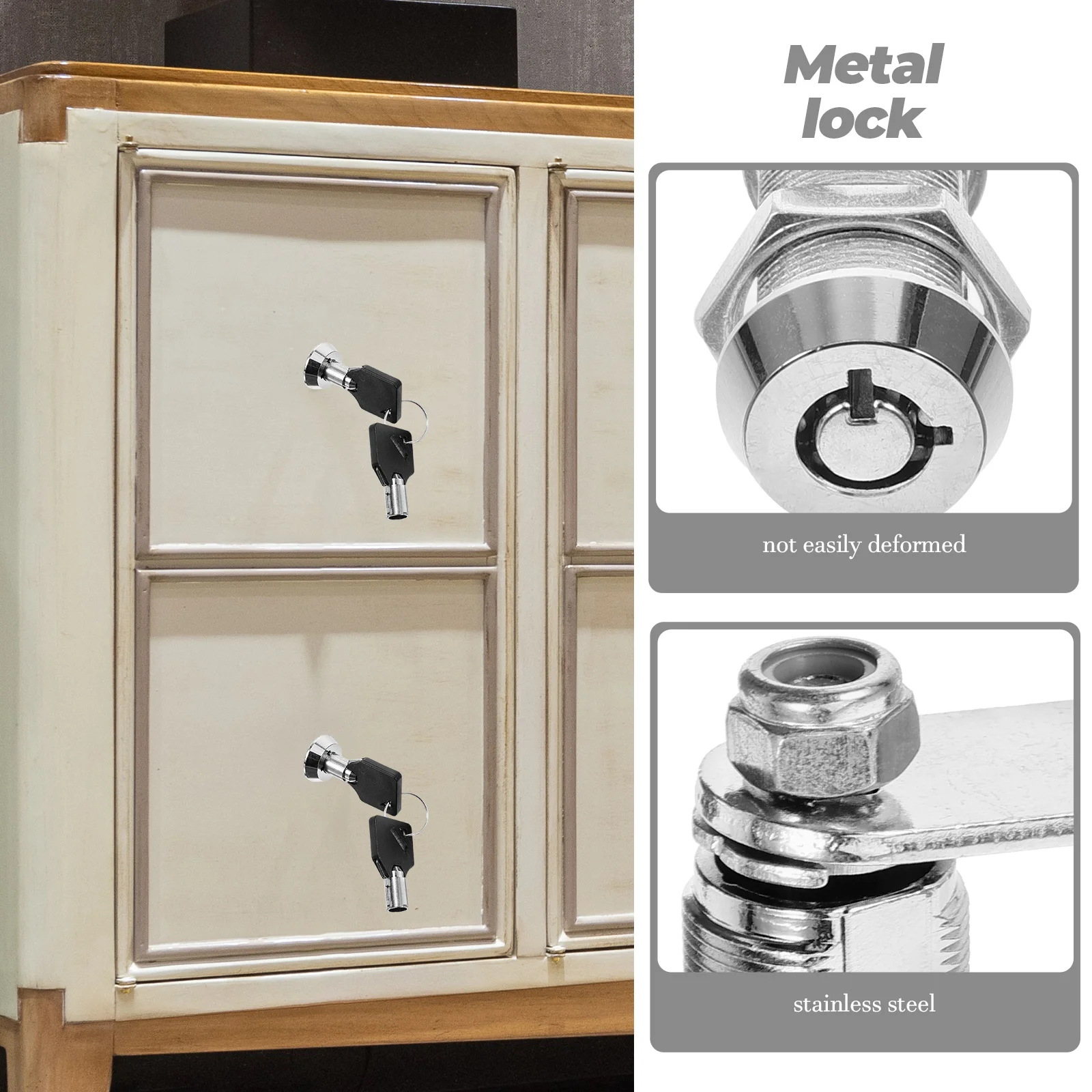 

Lock Cam Key Cylinder Replacement Chassis Cabinet Silver Stainless Steel Toolbox