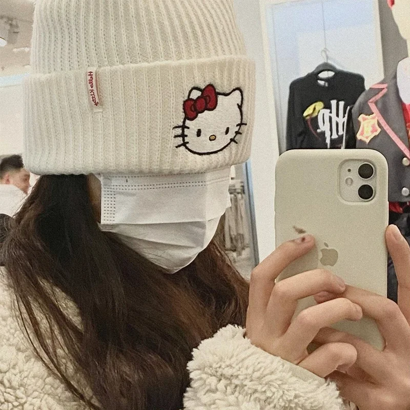 Cross Border New Product Autumn/Winter Kt Knitted Hat Women'S Outdoor Warm Cartoon Cute Hello Kitty Knitted Hat Men'S Couple