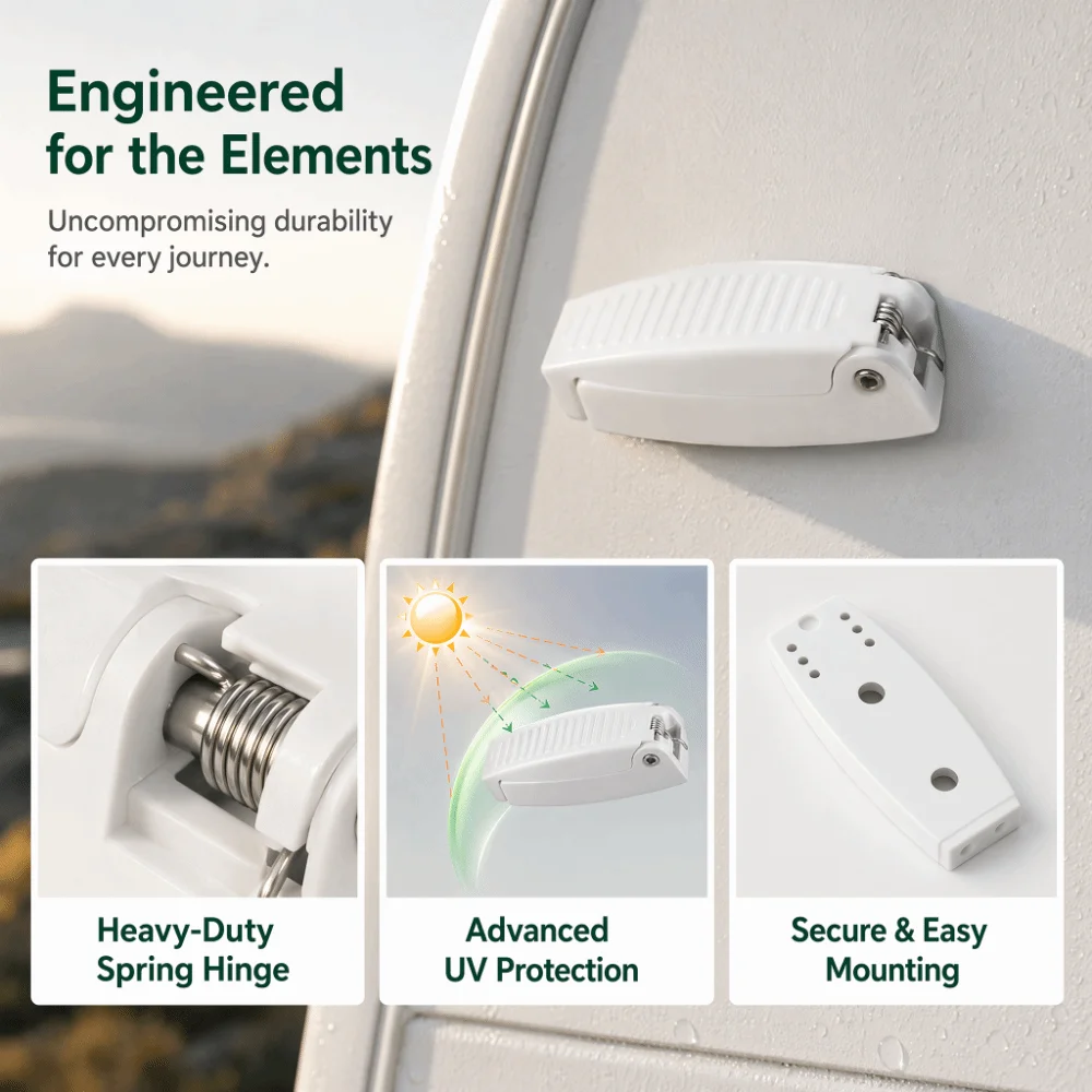 5PCS ABS Compartment Door Latch White Integrated RV Cargo Clip Bracket for RV / Camper / Trailer Storage Baggage Door