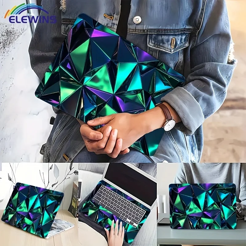 

2-Pack laser diamond pattern laptop light beige sticker, self-adhesive art sticker, waterproof and scratch-resistant, suitable