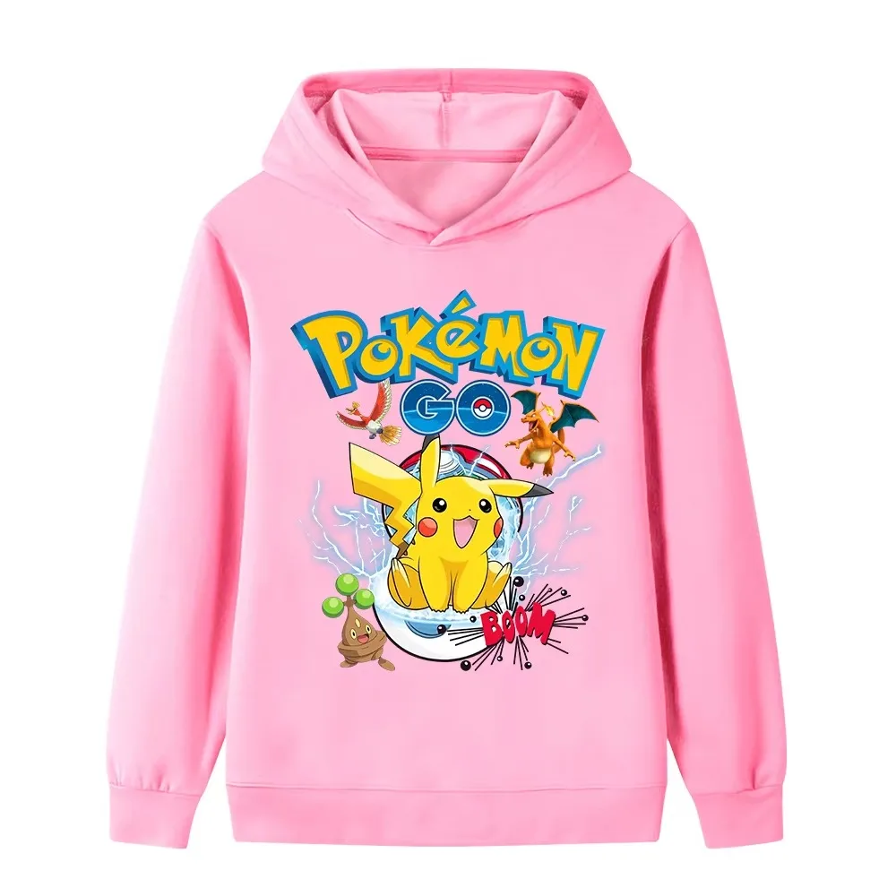 Autumn and Winter Sports Hoodies for Daily Warmth, Creative Pocket Monsters Cartoon Patterns, Men's and Girls' Clothing