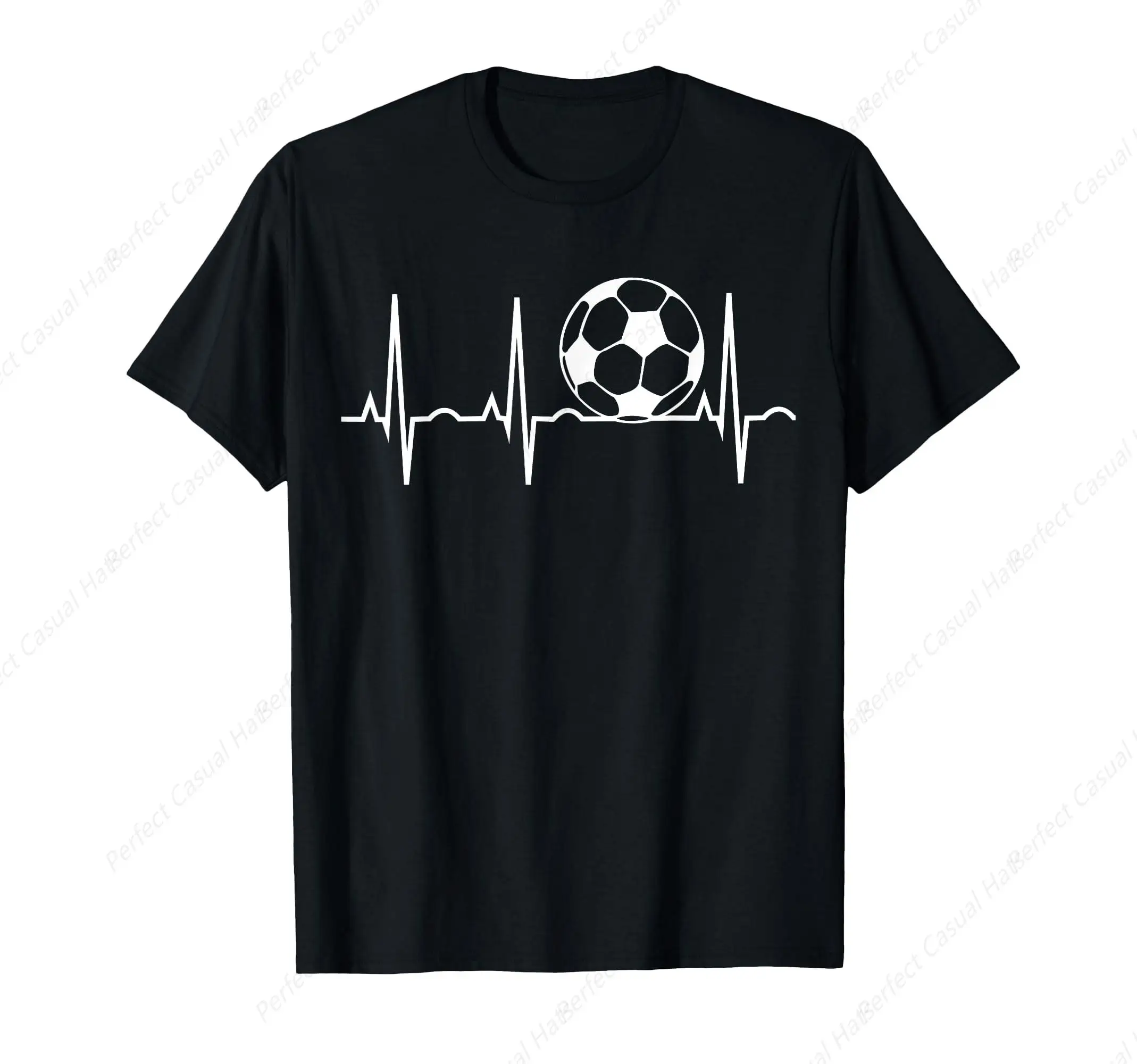 Vintage Soccer Heartbeat Soccer Ball Heartbeat T-Shirt Outdoor Football Player Shirt Cotton O-Neck Tee Unisex