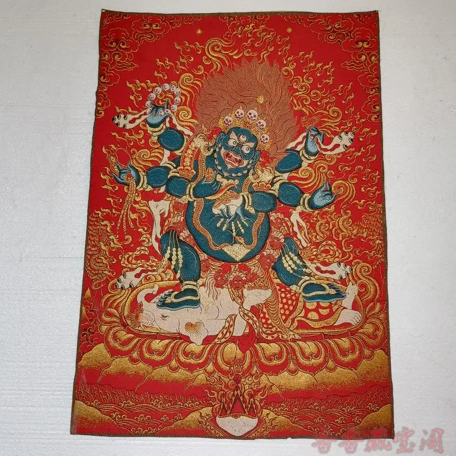 Tibet Tibetan Cloth Silk Six-Armed Mahakala Thangka Tangka Embroidery Painting