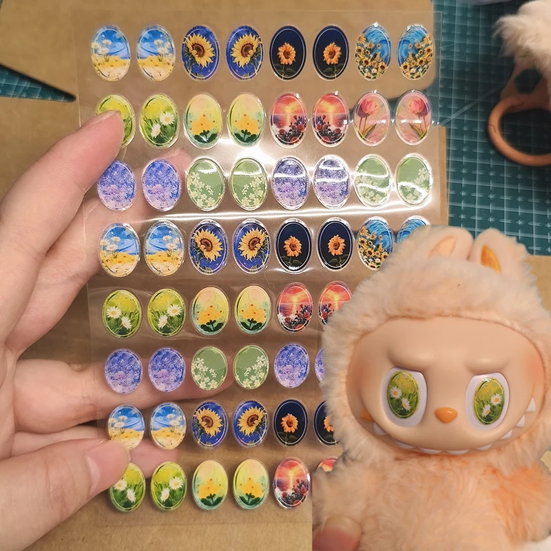 

For/Cloth Labubu Strawberry Cute Eye Stickers Labubu V1v2v3 Doll Flower Gorgeous Eye Stickers Eyelash Stickers Face Shell Tatto