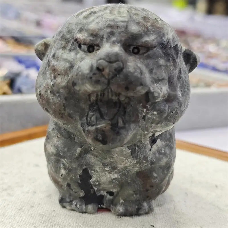 Natural Yooperlite Cartoon Tiger Carving Crystal Healing Stone Creative Holiday Gifts For Kids Home Decor 1pcs