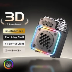 Portable Metal Bluetooth Speaker Mini Outdoor Pocket Music Box Handsfree Call MP3 Music Player RGB Colorful Light TF Card Player