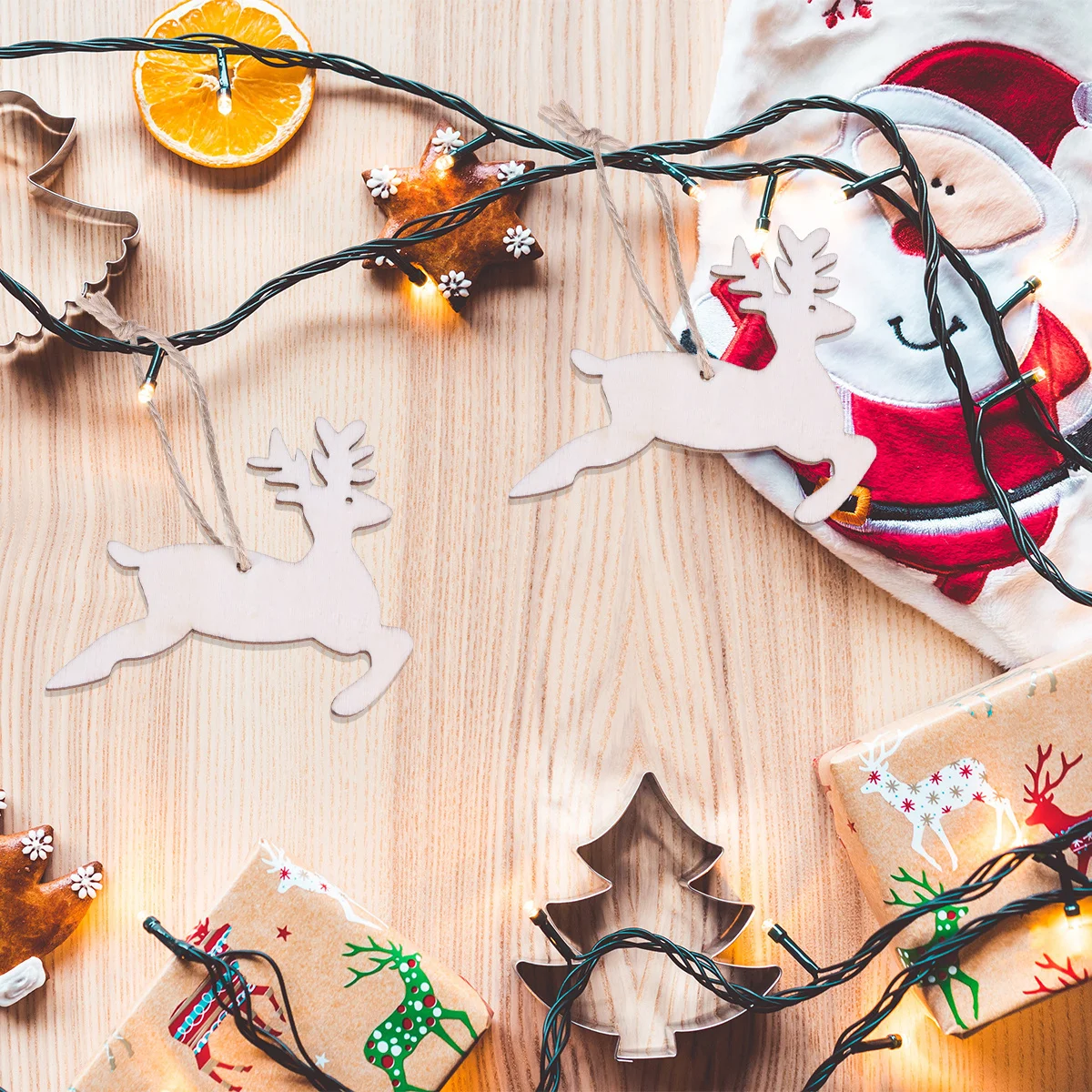 

30pcs Wooden Christmas Pendants Blank Diy Painting Tags Xmas Hanging Ornaments Decorations For Wall Tree Party Festival Wood