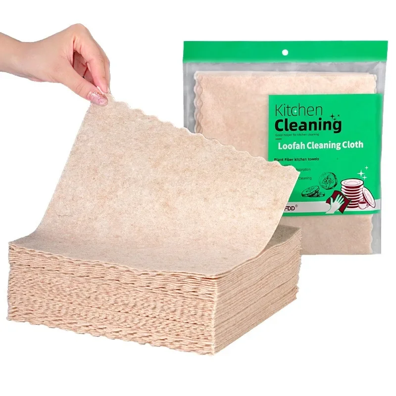 5 pcs Reusable Compostable Loofah Cellulose Cleaning Cloth Dish Cloths Towels Natural Loofah Cellulose Dishcloths for Kitchen