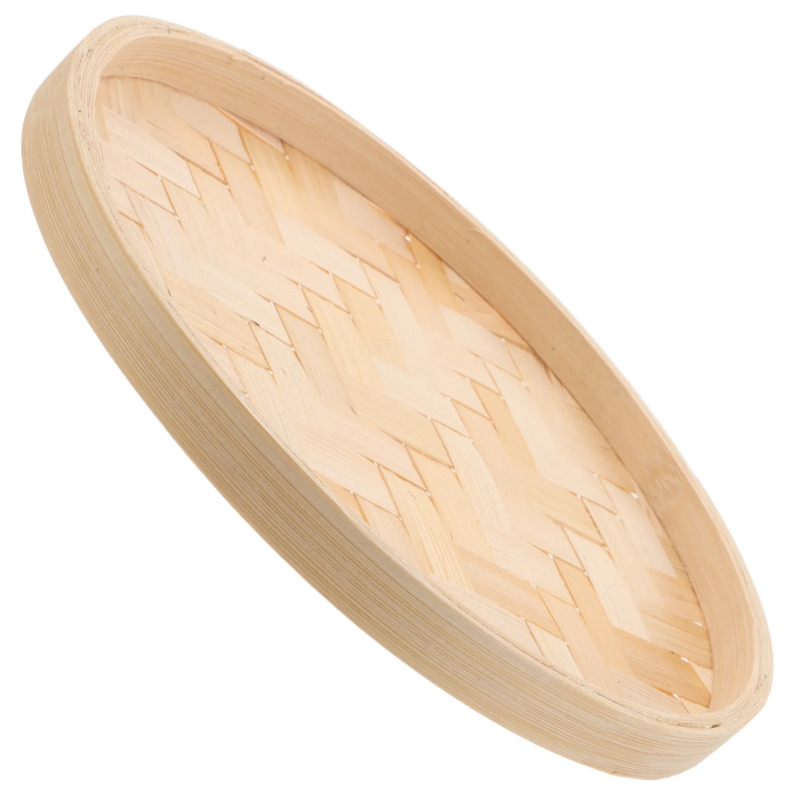 Unpainted Handwoven Bamboo Round Wall Decor Tray - Creative Woven Sieve Ornament for Bedroom Dining Lounge Walls Dessert Serving