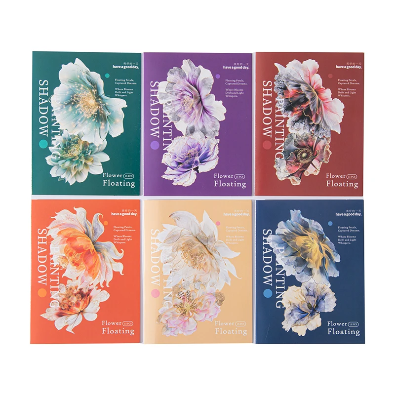 

12 упаковок/лот, серия «Плавающий цветок», «Тень», милая ретро-декоративная наклейка для домашних животных