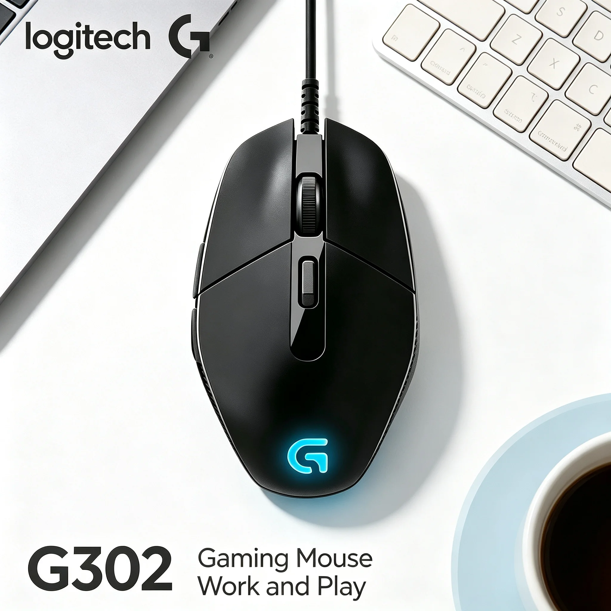 Logitech G302 Wired Gaming Mouse Complete E‑sports Gaming Solution RGB Glowing Logo Mice for Valorant CS2 PUBG Apex Legends Leag