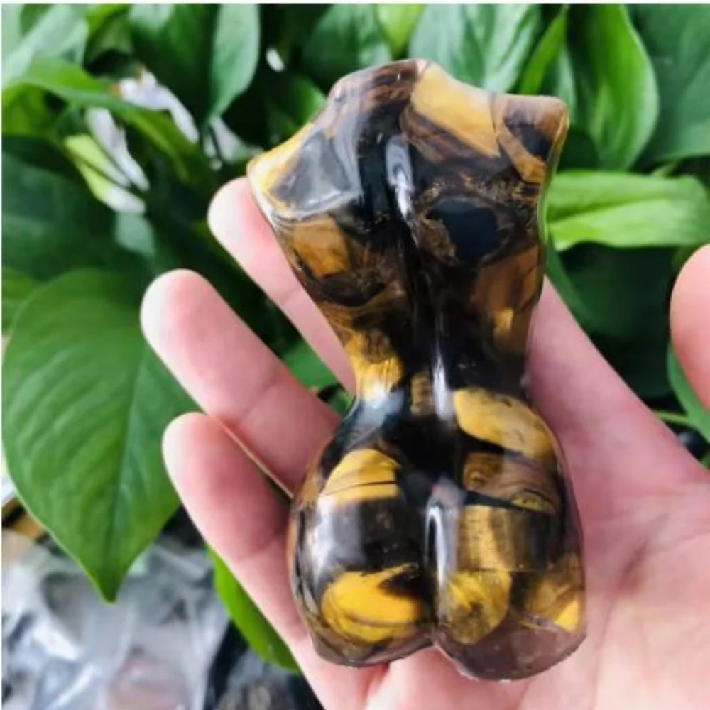 Natural Tiger's Eye/Green Aventurine/Amethyst Gravel Goddess Statue Making In Resin Glue Women Body Figurine Crystal