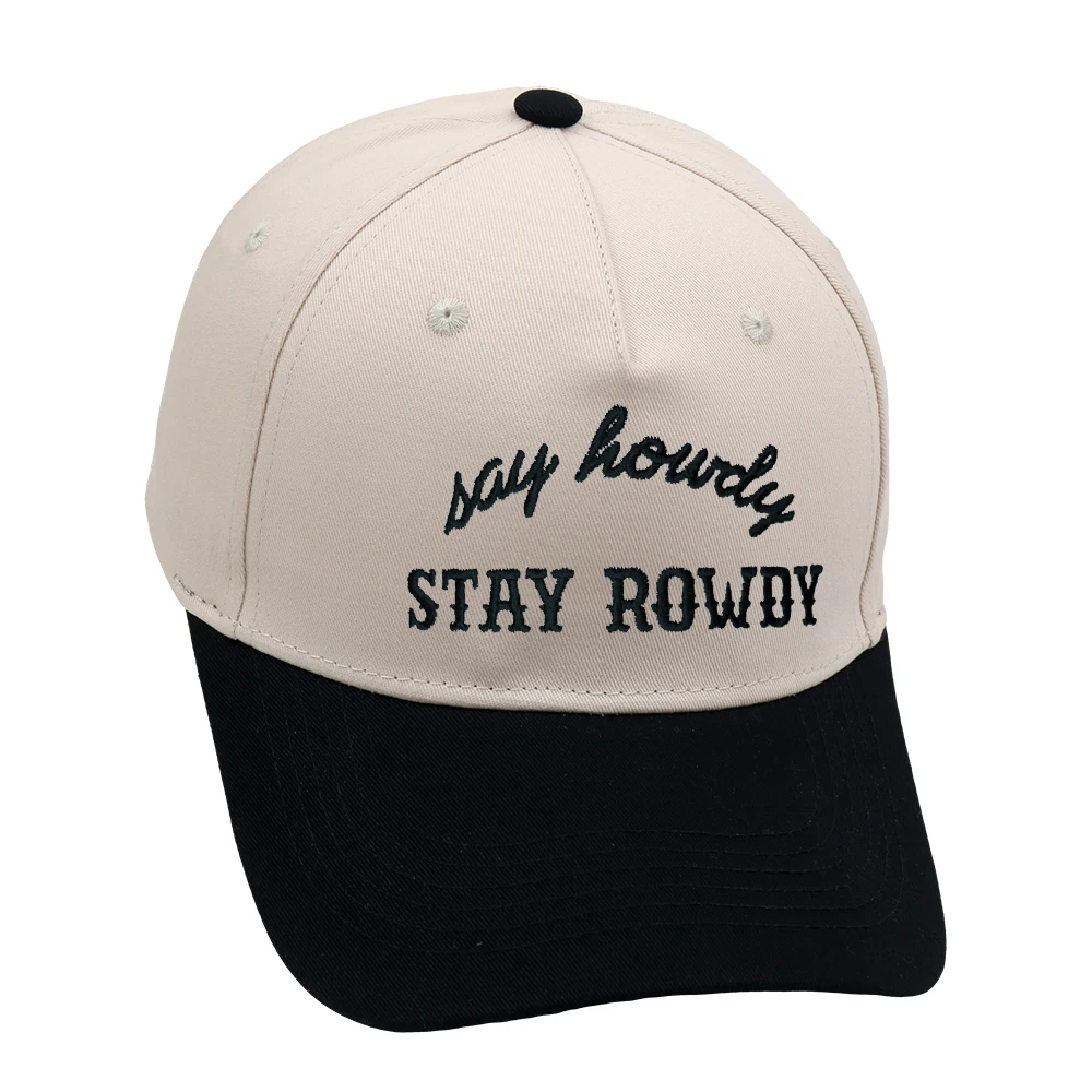 Say Howdy Stay Rowdy Vintage Trucker Hat Embroidery Two Tone Baseball Cap  Adjustable Buckle Outdoor Leisure Hat