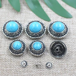 synthetic turquoise Japanese daisy flower Alloy 0.8 1 inch coin round Concho Decor Screw Back rivet mounting Belt Blanket Wallet