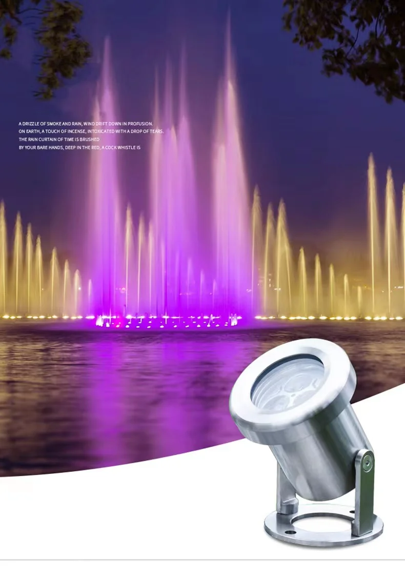 Fontaine LED sous-marine, conforme à la norme IP68, éclairage d'extérieur, idéal pour une piscine, 12V, 316