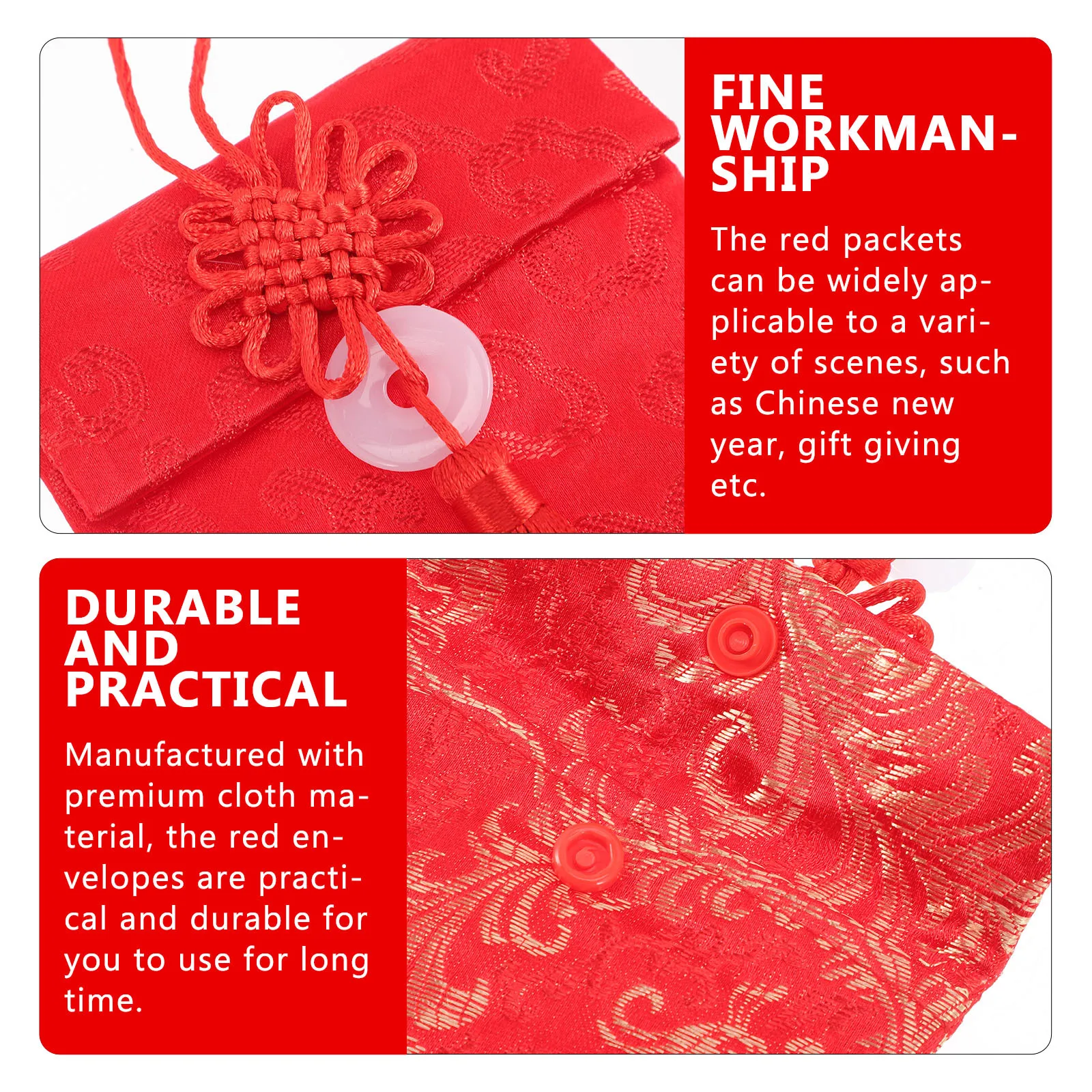 

2pcs Red Envelopes Chinese Style Cloth Money Packets For New Year Festival Gift Giving Traditional Party Supply 2023