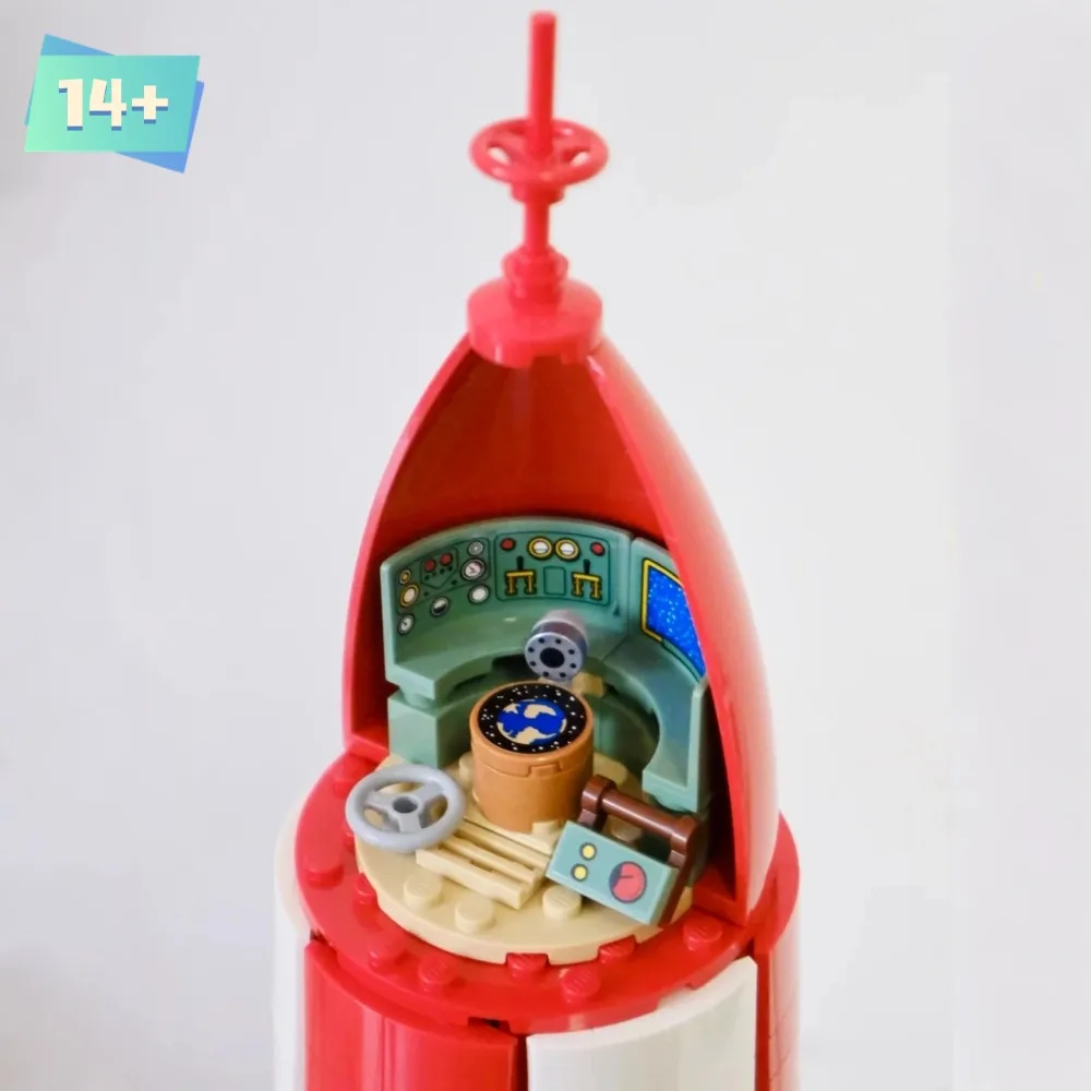 1283pcs  DIY Moon Rocket Bricks Building Blocks Dispaly Model Birthday Christmas Gifts For Adults Educational Toy view 3
