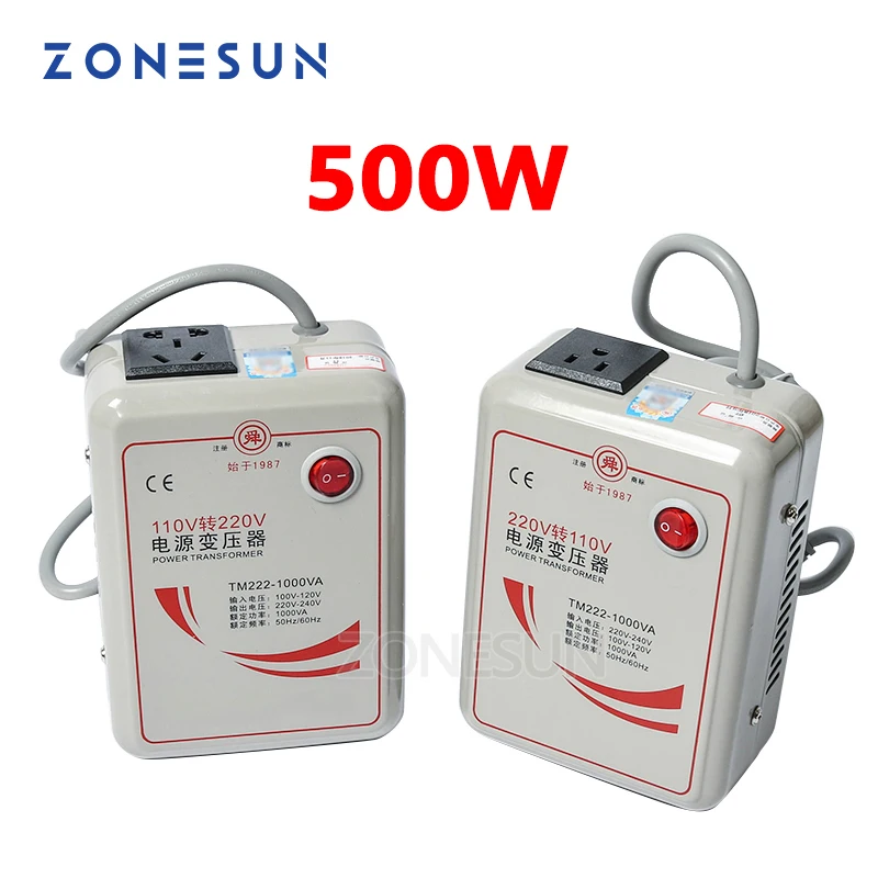 

ZONESUN 500W Voltage Transformer Converter 110V 220V Step Up/Down Potential Transformers for Appliances Machinery (CE Certified)