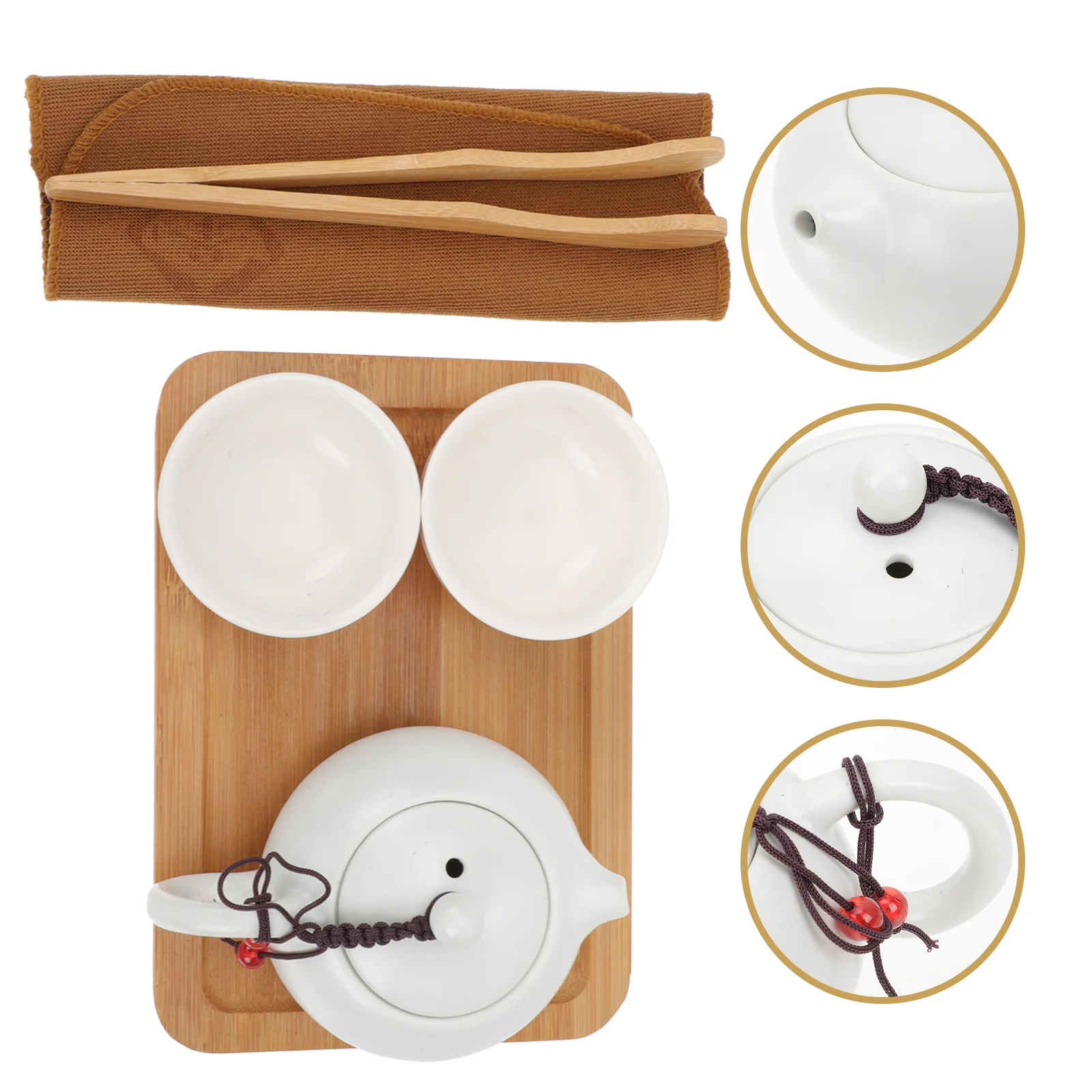 

1Set Travel Tea Set Kit Ceramic Heat-Resistant Teapot Kung Fu Teapot Tea Cups Kit Elegant Portable Elegant Ceramic Teaware