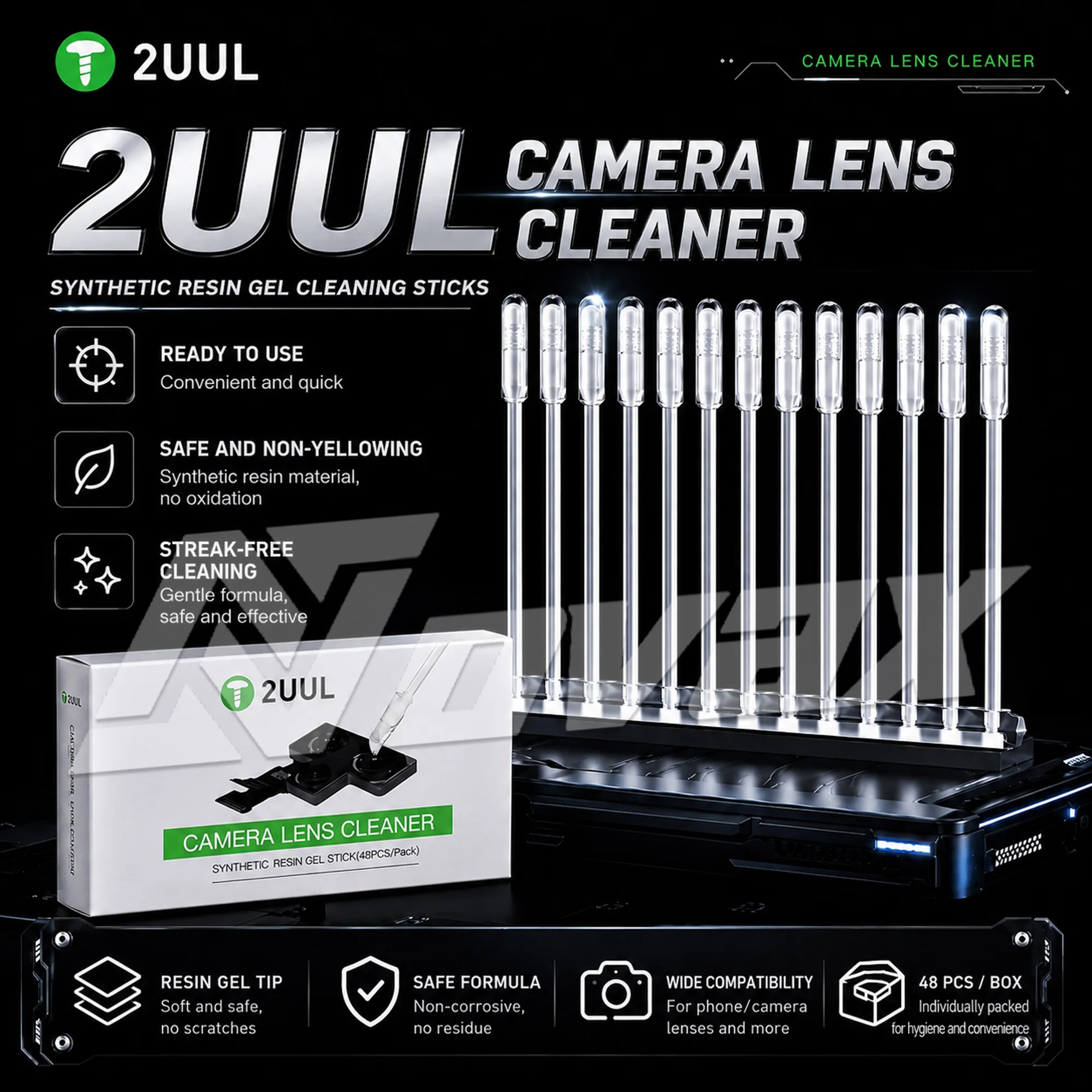 2UUL CL21 synthetic resin adhesive image head cleaning stick, mobile phone face lens dust cleaning transparent sticky dust stick