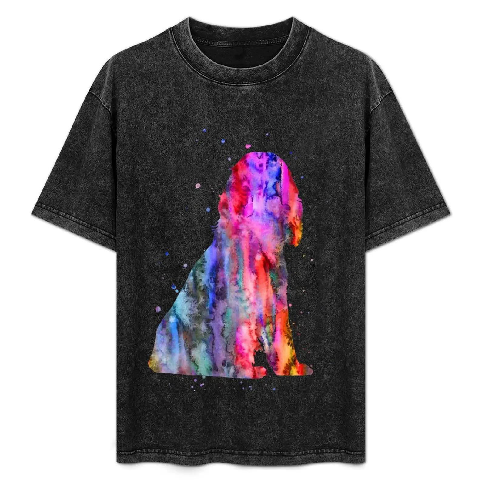 English Cocker Spaniel, watercolor Cocker Spaniel, Cocker Spaniel T-Shirt Sports Casual Short Sleeve Cotton Tee