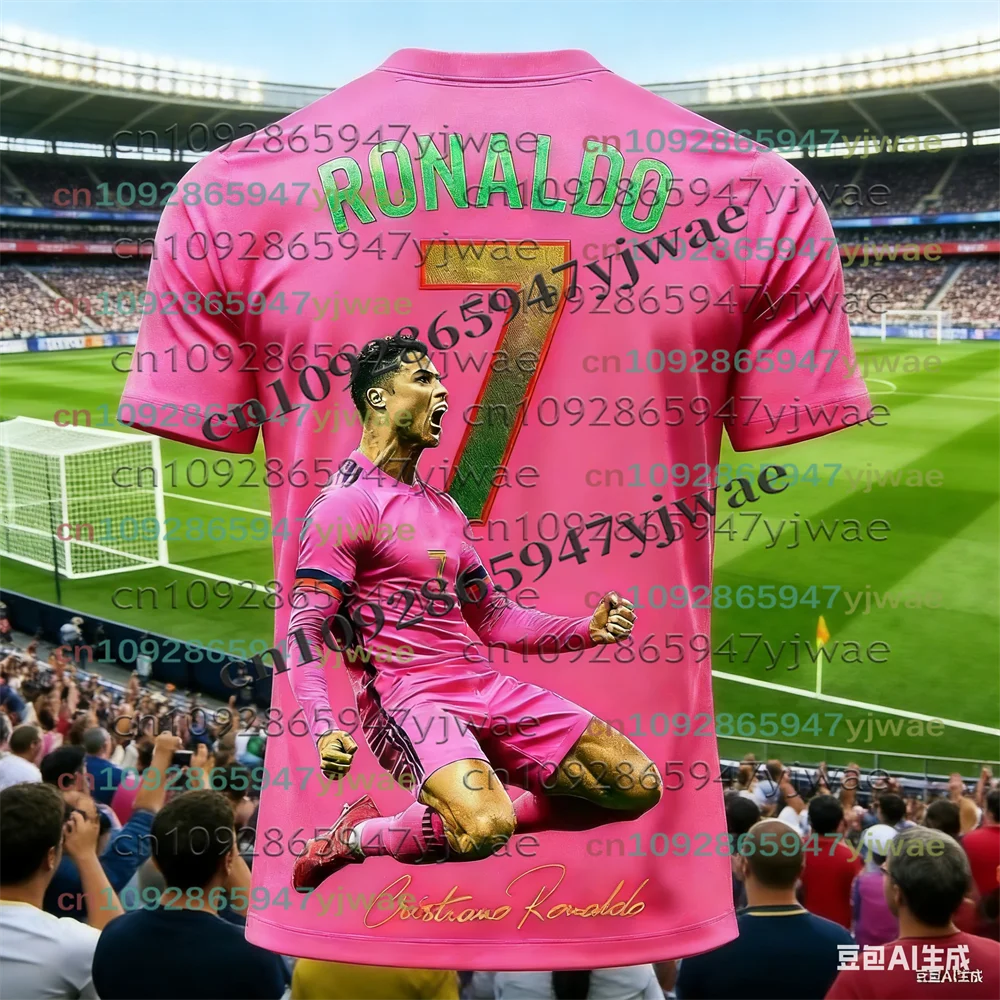 26 New Football Jersey 3D Printed NO.7 Ronaldo Boys Girls Training Women's Sports Breathable Short Sleeve Men's/Kids T-shirt Top view 4
