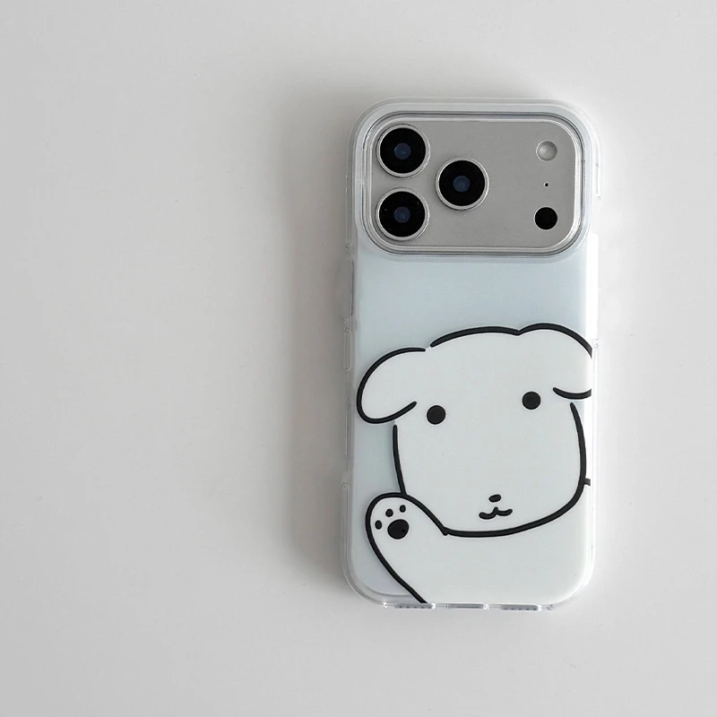 Korean Ins Minimalist Lovely Puppy Phone Case For iPhone 17 Air 16 Pro Max 15 14 Plus 13 12 11 Shockproof Silicone Back Cover - view 4