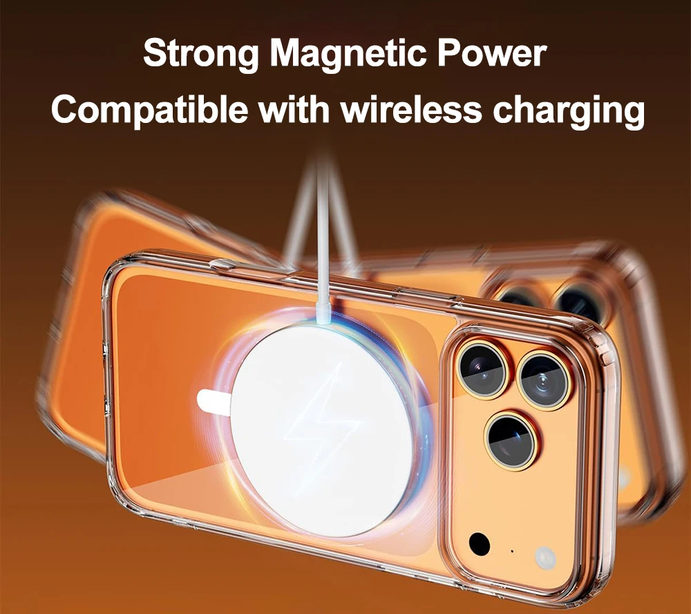 Magsafe-Handyhülle für iPhone 17 16 15 14 13 12 11 Pro Max mit magnetischer kabelloser Ladefunktion, Displayschutz und Kameraschutz – Detail 7