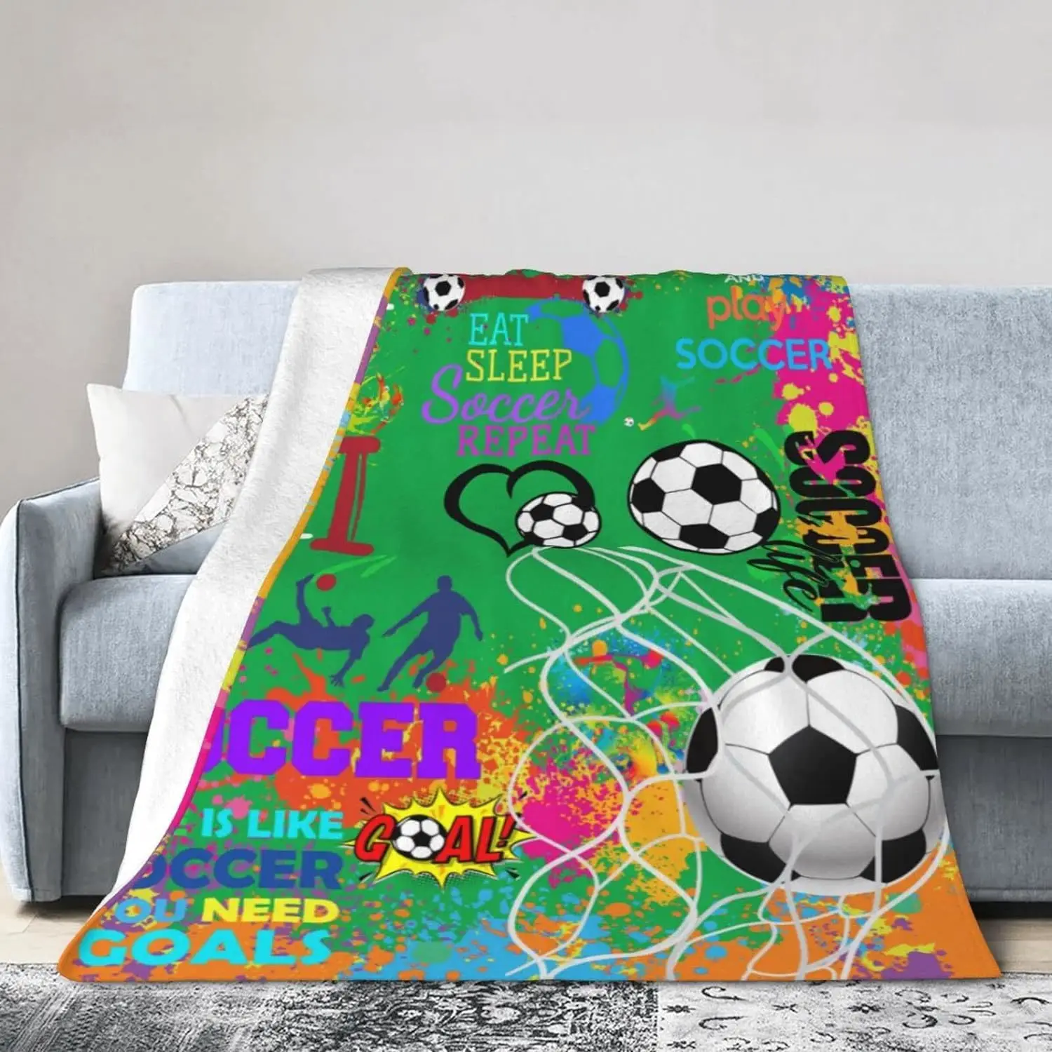 Children's Gift Blanket - Boys' Football Blanket Children's Football Gift Children's Day Christmas New Year Birthday Gift