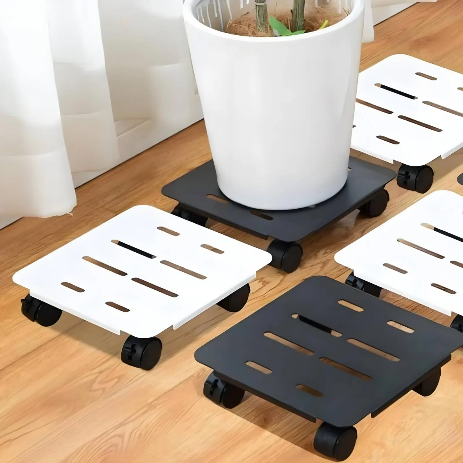 Rolling Plant Tray Waterproof Wheeled Plant Tray Pot Mover with Wheels Long-Lasting Garden Tool Quiet Casters for Balcony