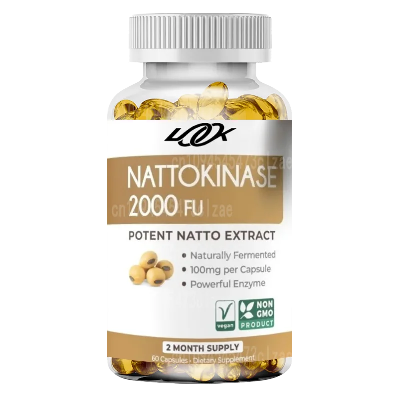 

Nattokinase 2000 FU (не ГМО) — мощная добавка Nattokinase из натуральной ферментированной соевых бобов — 60 капсул чистого цвета