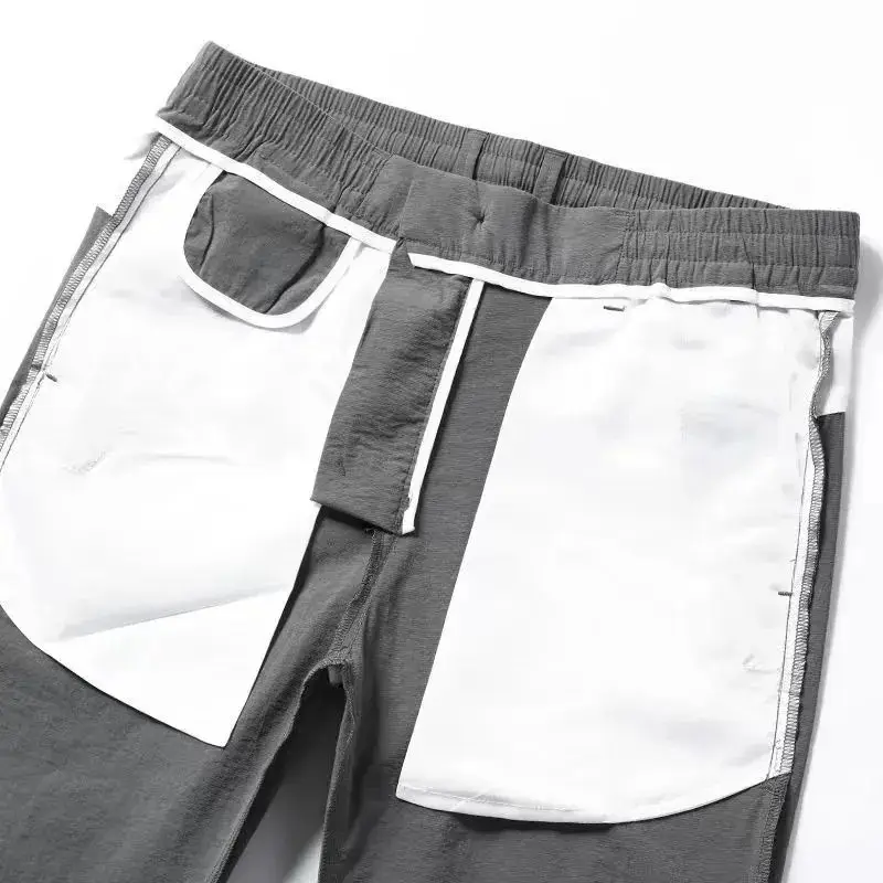 Male Clothes Fashion Solid Color Pockets Casual Pants 2023 Summer Casual Comfortable Elastic Waist Drawstring Trousers for Men