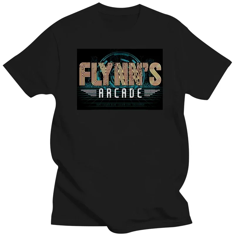 100% Cotton Tron Inspired Fan Art Encom Flynn Lives S-5XL black shirt men Flynn’S Arcade T-Shirt  harajuku  men clothing