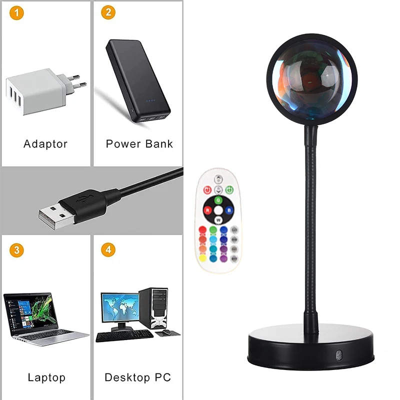 USB 5V Tuya Smart Sunset Lamp Night Light Sunset Projector Smart Life APP Remote Led Lights Room Decoration Photography Gift