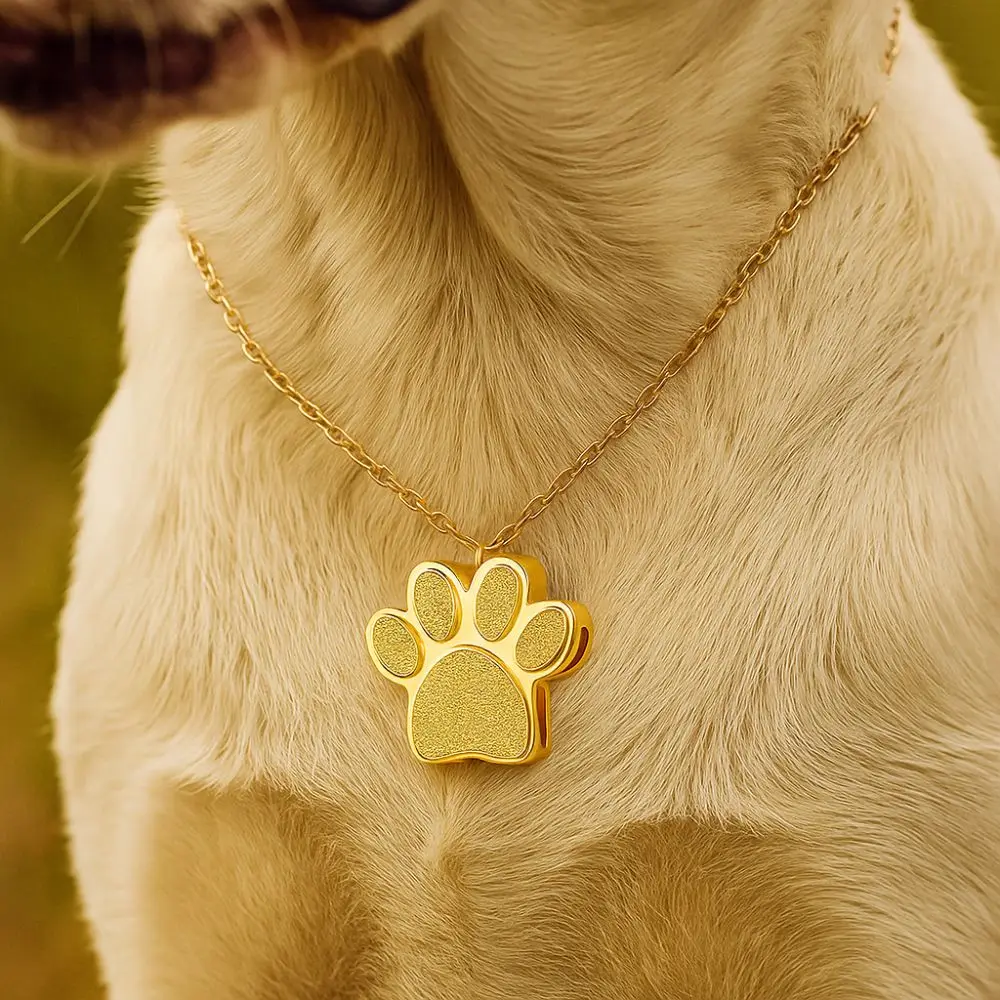 

Stainless Steel Pet Paw Print Urn Necklace Mini Waterproof Ashes Cremation Necklace Dustproof Cute Pet Ashes Memorial Jewelry
