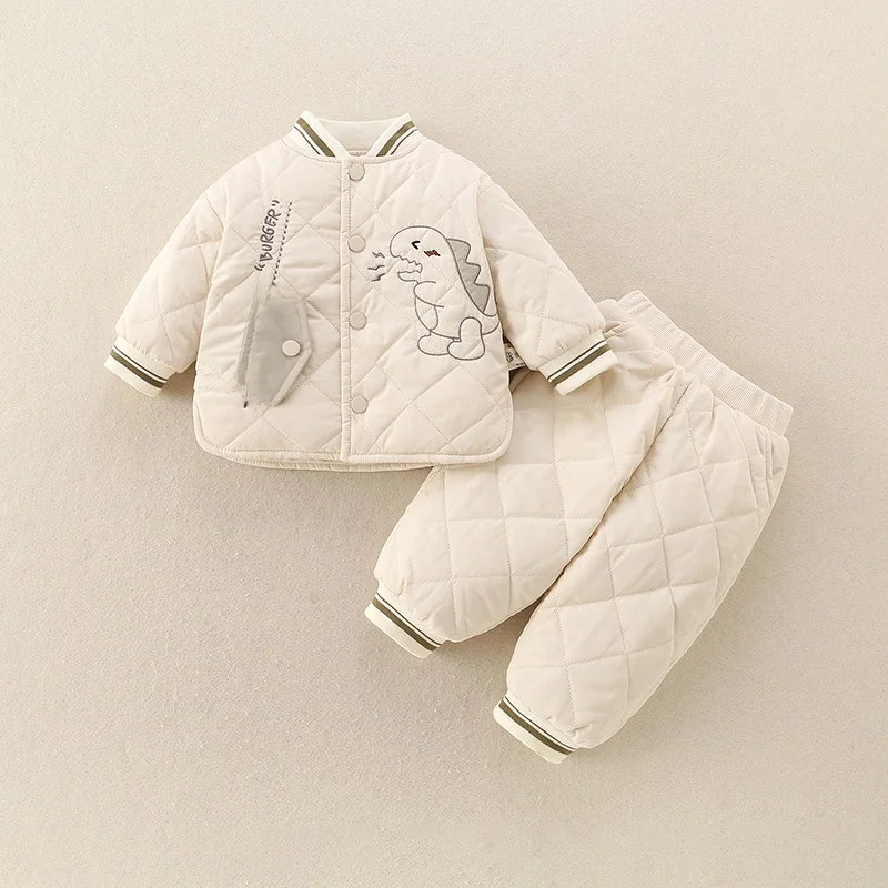

Boys' Autumn Winter Cotton Jaet And Pants Set Baby Toddler Clothes Two-Piece Suit Warm Casual Sle Children's Faion Ense...