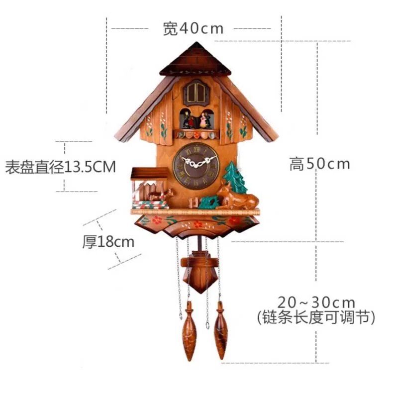 Painter's hand-painted work cuckoo wall clock Overseas cross-border Nordic pastoral style out of the window Music chimes on the