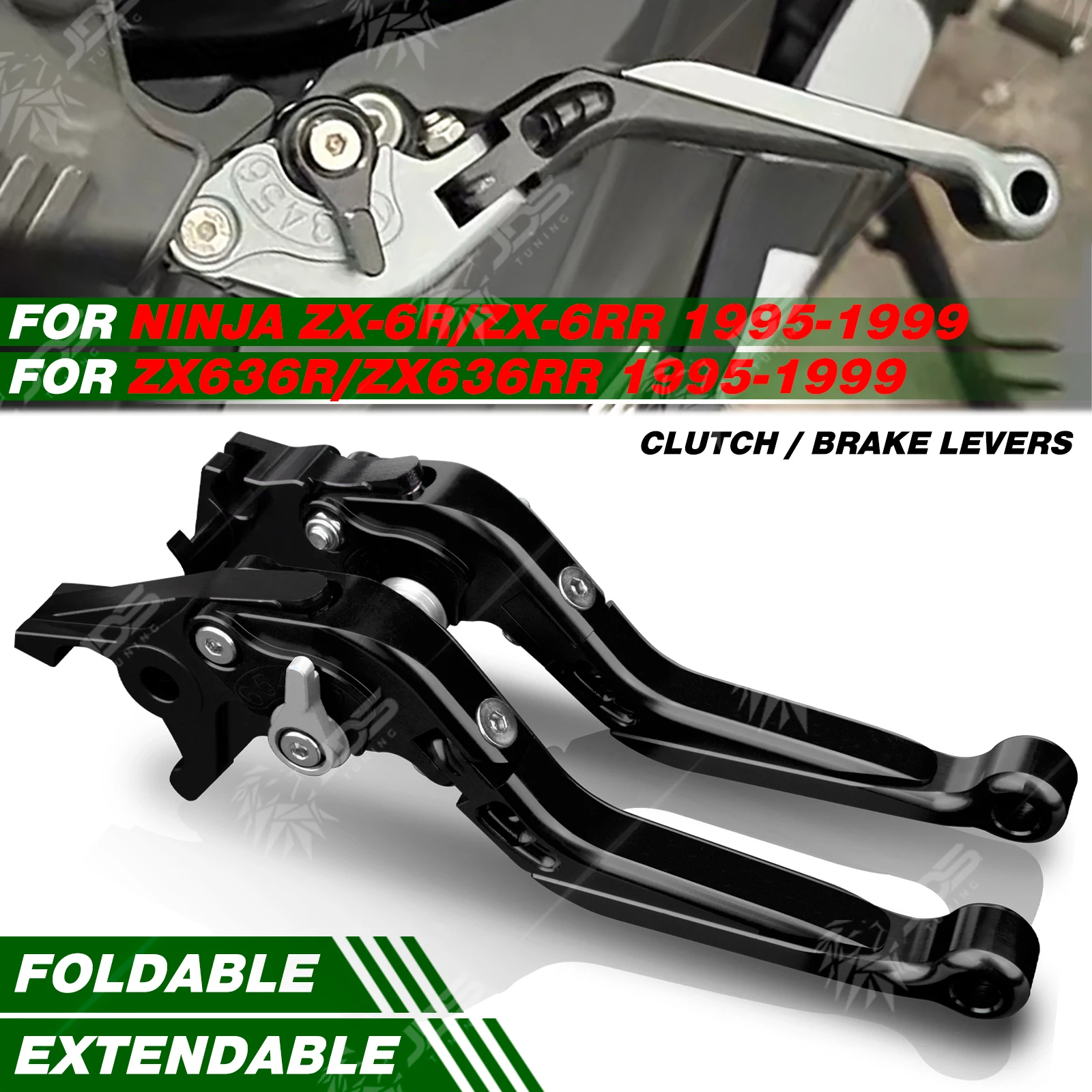 

Для Kawasaki NINJA ZX6R/ZX6RR/ZX636R/ZX636RR 1995-1999: Комплект складных регулируемых рычагов сцепления и тормоза, запчасти для руля