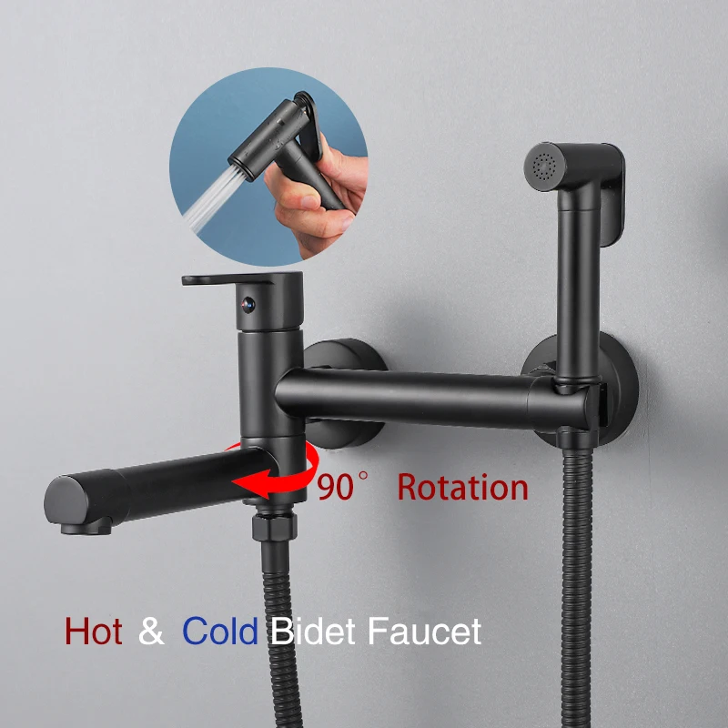 

ULA Brass Bidet Faucet Black Toilet Bidet Sprayer Hot Cold Water Mixer Handheld for toilet washing Bidet Sprayer Shower Enema