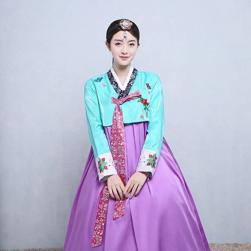 12 Colors Korean Traditional Embroidered Women\'s Pink Hanbok Palace Wedding Korea Performance Stage Dance Performance Costumes