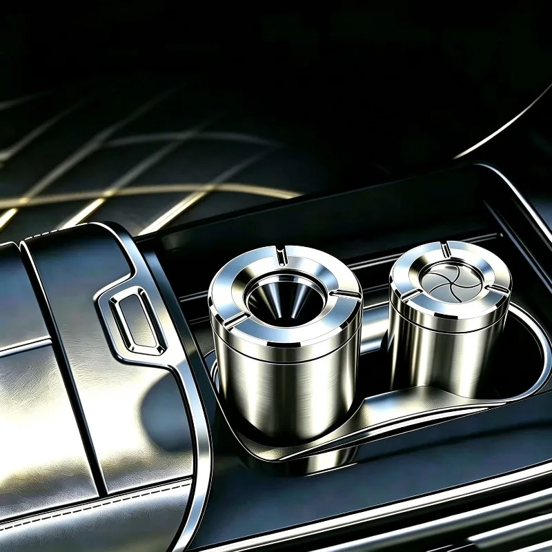 Funnel Stainless Steel Car Ashtray Rotating Lid Ash Proof Design Vehicle Home Universal Smokeless Ash Holder Supply